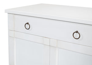 Sarreid Media Console Cortina White - Elegant Solid Pine Design For Stylish Living Room Storage Solutions White  R245-79
