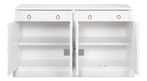 Sarreid Media Console Cortina White - Elegant Solid Pine Design For Stylish Living Room Storage Solutions White  R245-79