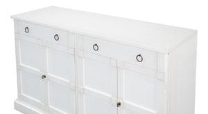 Sarreid Media Console Cortina White - Elegant Solid Pine Design For Stylish Living Room Storage Solutions White  R245-79