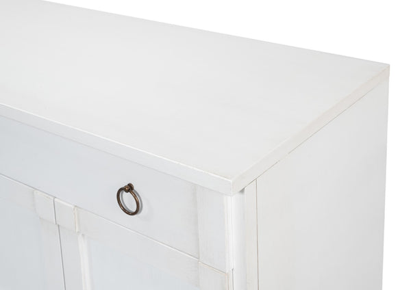 Sarreid Media Console Cortina White - Elegant Solid Pine Design For Stylish Living Room Storage Solutions White  R245-79