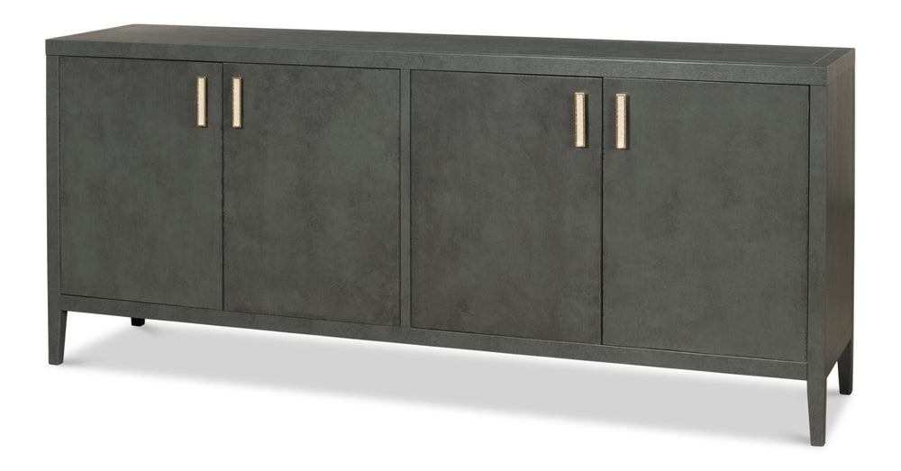 Sarreid Blanco 4 Door Buffet In Elegant Stone Grey - Stylish Mdf With Adjustable Shelves & Ash Veneer Design Grey  R247-01