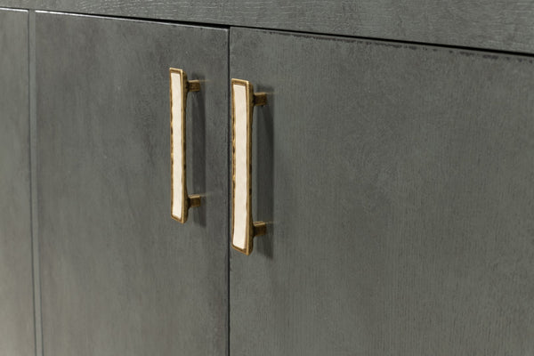 Sarreid Blanco 4 Door Buffet In Elegant Stone Grey - Stylish Mdf With Adjustable Shelves & Ash Veneer Design Grey  R247-01