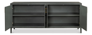 Sarreid Blanco 4 Door Buffet In Elegant Stone Grey - Stylish Mdf With Adjustable Shelves & Ash Veneer Design Grey  R247-01