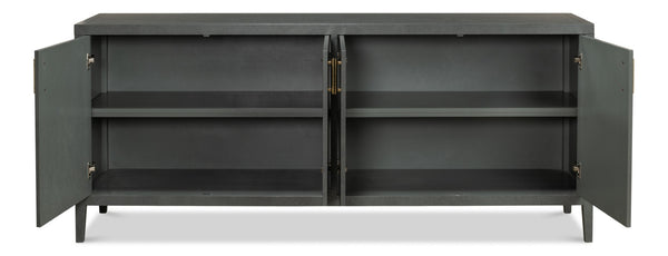 Sarreid Blanco 4 Door Buffet In Elegant Stone Grey - Stylish Mdf With Adjustable Shelves & Ash Veneer Design Grey  R247-01