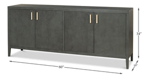 Sarreid Blanco 4 Door Buffet In Elegant Stone Grey - Stylish Mdf With Adjustable Shelves & Ash Veneer Design Grey  R247-01
