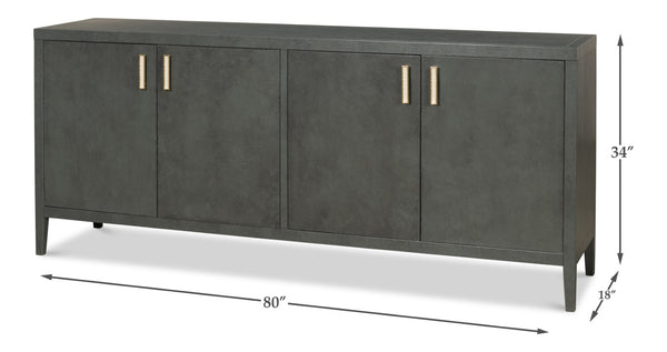 Sarreid Blanco 4 Door Buffet In Elegant Stone Grey - Stylish Mdf With Adjustable Shelves & Ash Veneer Design Grey  R247-01