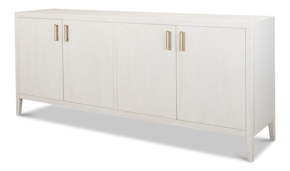 Sarreid Blanco 4 Door Buffet In Cortina White – Stylish Storage With 2 Adjustable Shelves & Mdf Finish White  R247-79