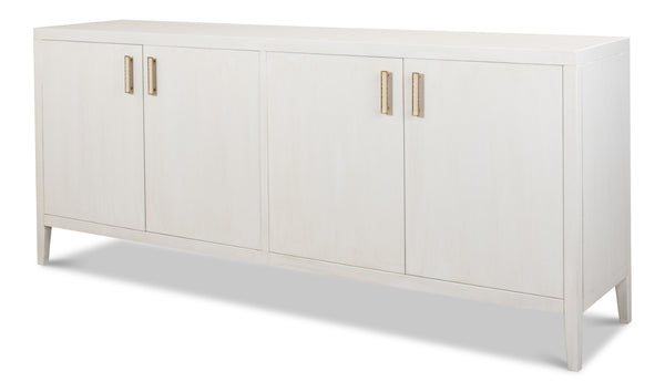 Sarreid Blanco 4 Door Buffet In Cortina White – Stylish Storage With 2 Adjustable Shelves & Mdf Finish White  R247-79