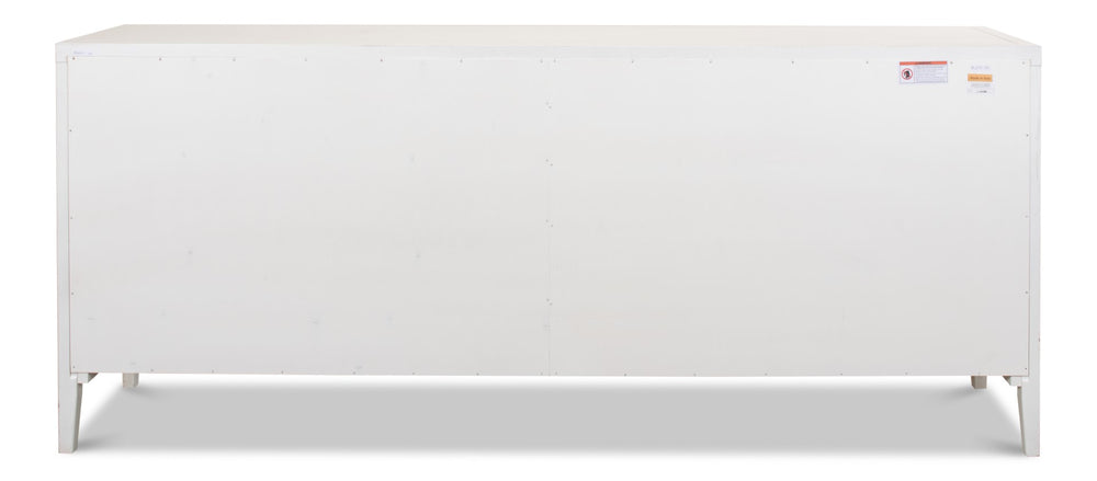 Sarreid Blanco 4 Door Buffet In Cortina White – Stylish Storage With 2 Adjustable Shelves & Mdf Finish White  R247-79