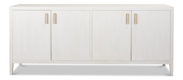 Sarreid Blanco 4 Door Buffet In Cortina White – Stylish Storage With 2 Adjustable Shelves & Mdf Finish White  R247-79