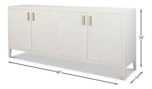 Sarreid Blanco 4 Door Buffet In Cortina White – Stylish Storage With 2 Adjustable Shelves & Mdf Finish White  R247-79