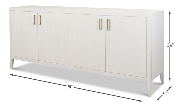 Sarreid Blanco 4 Door Buffet In Cortina White – Stylish Storage With 2 Adjustable Shelves & Mdf Finish White  R247-79