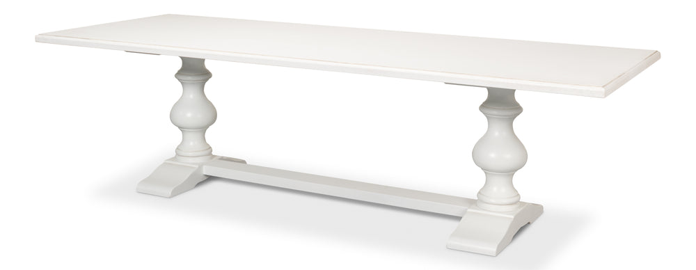 Sarreid Lionisio Trestle Table In Cortina White Finish - Solid Poplar Base With Elegant Veneered Top Design White  R248-79