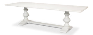 Sarreid Lionisio Trestle Table In Cortina White Finish - Solid Poplar Base With Elegant Veneered Top Design White  R248-79