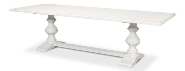 Sarreid Lionisio Trestle Table In Cortina White Finish - Solid Poplar Base With Elegant Veneered Top Design White  R248-79
