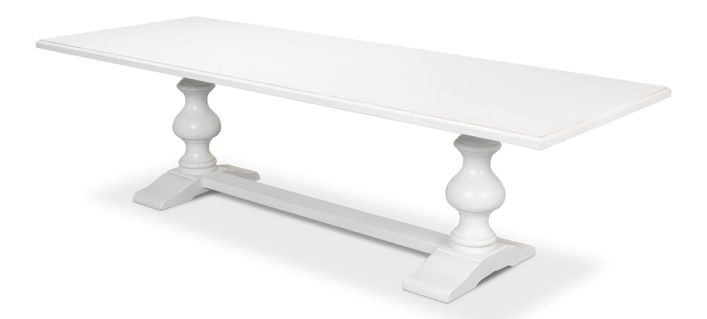 Sarreid Lionisio Trestle Table In Cortina White Finish - Solid Poplar Base With Elegant Veneered Top Design White  R248-79