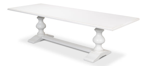 Sarreid Lionisio Trestle Table In Cortina White Finish - Solid Poplar Base With Elegant Veneered Top Design White  R248-79