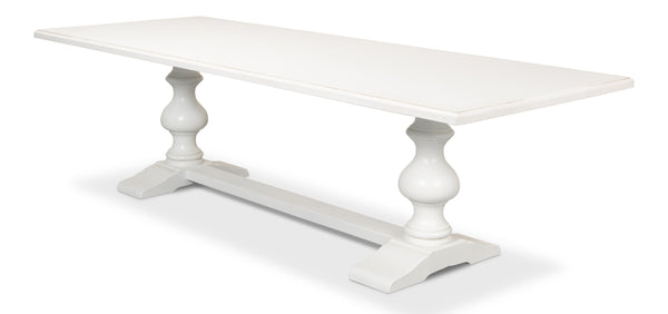 Sarreid Lionisio Trestle Table In Cortina White Finish - Solid Poplar Base With Elegant Veneered Top Design White  R248-79