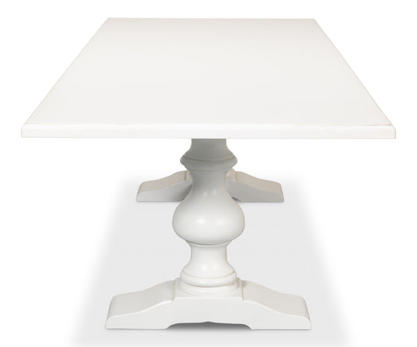 Sarreid Lionisio Trestle Table In Cortina White Finish - Solid Poplar Base With Elegant Veneered Top Design White  R248-79
