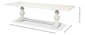 Sarreid Lionisio Trestle Table In Cortina White Finish - Solid Poplar Base With Elegant Veneered Top Design White  R248-79