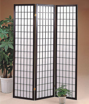 ORE International 70 Inch Shoji Screen Wood Frame Rice Paper Room Divider for Studio Living Spaces Black 3-Panel R530