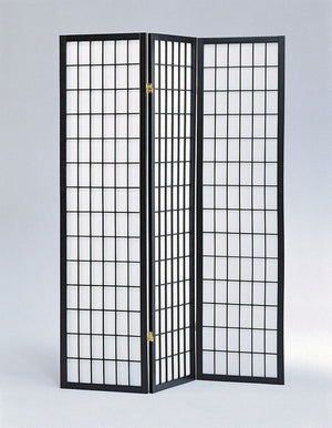 ORE International 70 Inch Shoji Screen Wood Frame Rice Paper Room Divider for Studio Living Spaces Black 3-Panel R530