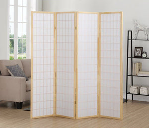 ORE International 70 Inch Shoji Screen Wood Frame Rice Paper Room Divider for Studio Living Spaces Natural 4-Panel R531-4
