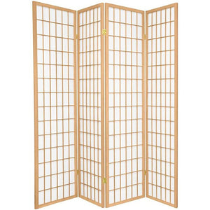 ORE International 70 Inch Shoji Screen Wood Frame Rice Paper Room Divider for Studio Living Spaces Natural 4-Panel R531-4