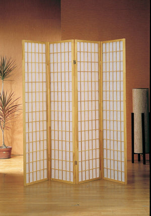 ORE International 70 Inch Shoji Screen Wood Frame Rice Paper Room Divider for Studio Living Spaces Natural 4-Panel R531-4