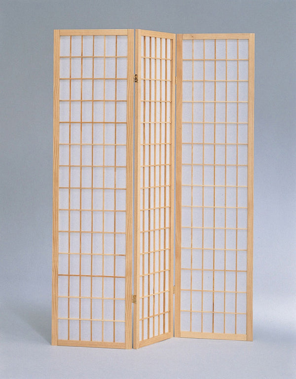 ORE International 70 Inch Shoji Screen Wood Frame Rice Paper Room Divider for Studio Living Spaces Natural 3-Panel R531