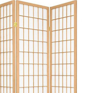 ORE International 70 Inch Shoji Screen Wood Frame Rice Paper Room Divider for Studio Living Spaces Natural 3-Panel R531