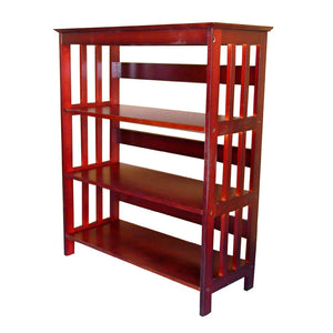 ORE International 36In Mission Style Solid Rubberwood Bookcase with Three Open Shelves for Home Office Cherry R5416 CH