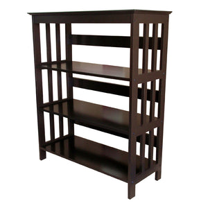 ORE International 36In Mission Style Solid Rubberwood Bookcase with Three Open Shelves for Home Office Espresso R5416 ES