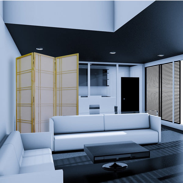 ORE International 70 Inch Shoji Inspired Three Panel Wood Frame Rice Paper Privacy Room Divider Screen Natural R542NA