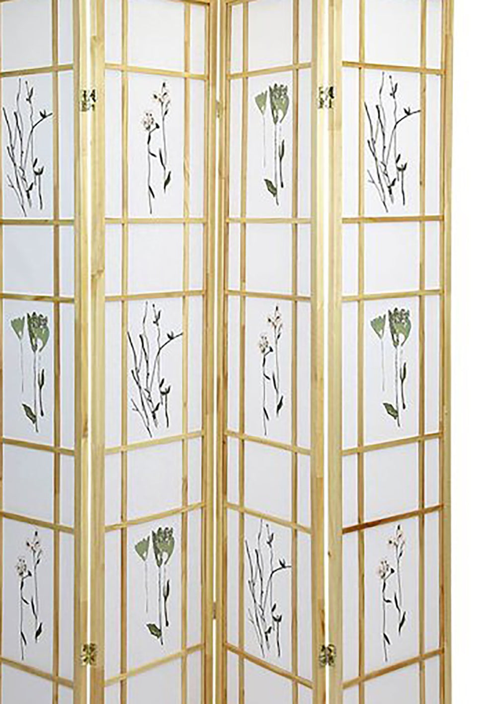 ORE International 70 Inch Shoji Style Botanical Print Wood Frame Room Divider for Home Office Studio 4-Panel R5442-4