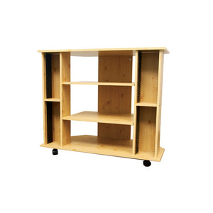 ORE International 30 Inch Corner TV Stand with Three Open Shelves and Dual Media Racks for Living Rooms Natural R556NA