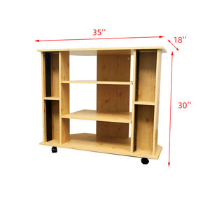 ORE International 30 Inch Corner TV Stand with Three Open Shelves and Dual Media Racks for Living Rooms Natural R556NA