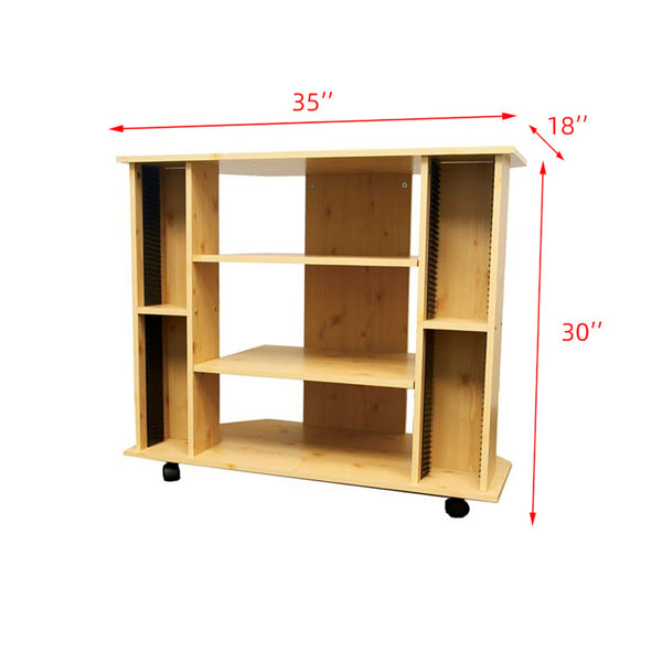 ORE International 30 Inch Corner TV Stand with Three Open Shelves and Dual Media Racks for Living Rooms Natural R556NA