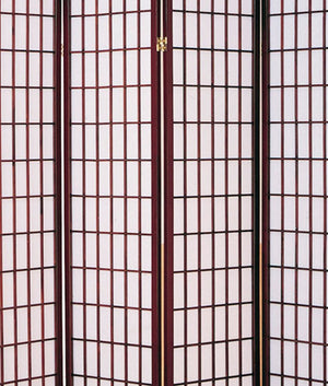 ORE International 70 Inch Shoji Screen Wood Frame Rice Paper Room Divider for Studio Living Spaces Cherry 4-Panel R566-4