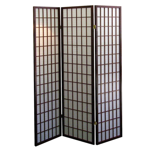 ORE International 70 Inch Shoji Screen Wood Frame Rice Paper Room Divider for Studio Living Spaces Cherry 3-Panel R566