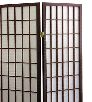 ORE International 70 Inch Shoji Screen Wood Frame Rice Paper Room Divider for Studio Living Spaces Cherry 3-Panel R566