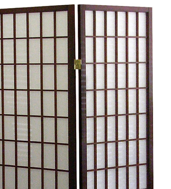 ORE International 70 Inch Shoji Screen Wood Frame Rice Paper Room Divider for Studio Living Spaces Cherry 3-Panel R566