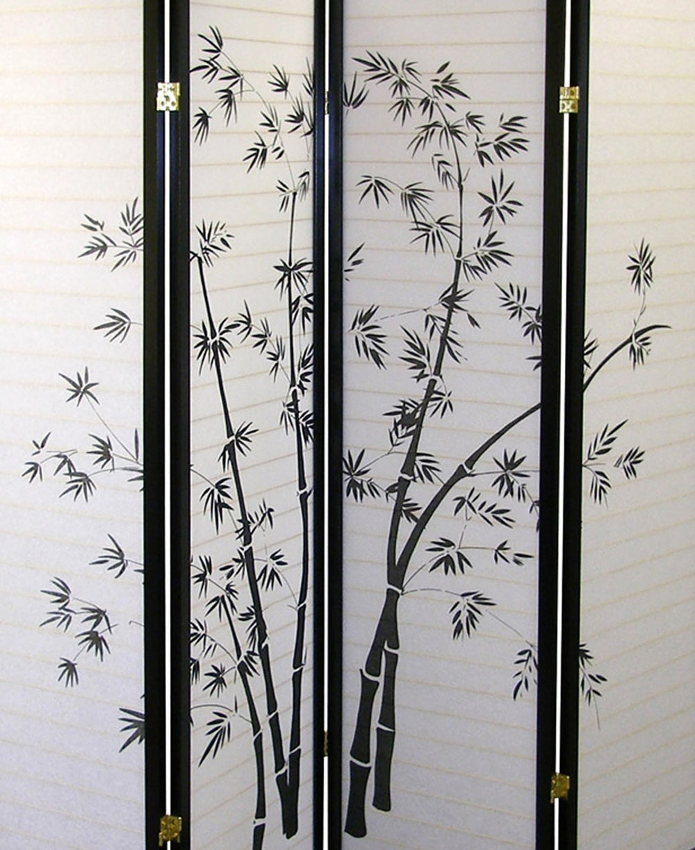 ORE International 70 Inch Bamboo Silhouette Shoji Rice Paper Room Divider with Wooden Frame Privacy Screen 4 Panel R591-4