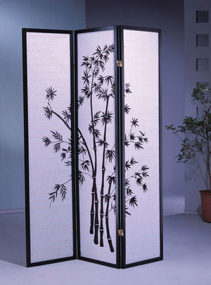 ORE International 70 Inch Bamboo Silhouette Shoji Rice Paper Room Divider with Wooden Frame Privacy Screen 3 Panel R591