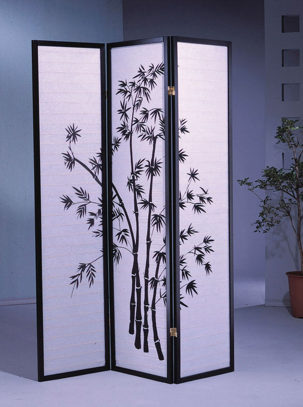 ORE International 70 Inch Bamboo Silhouette Shoji Rice Paper Room Divider with Wooden Frame Privacy Screen 3 Panel R591