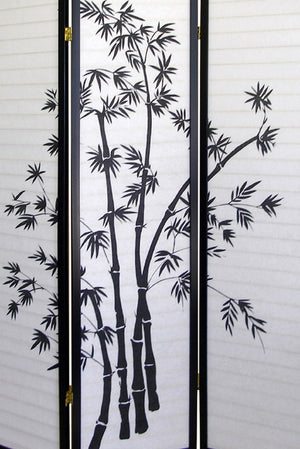 ORE International 70 Inch Bamboo Silhouette Shoji Rice Paper Room Divider with Wooden Frame Privacy Screen 3 Panel R591