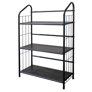 ORE International 37 Inch Three Tier Matte Black Metal Bookcase Open Industrial Shelving for Home Office R597-3