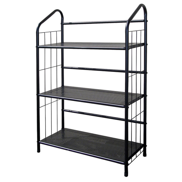 ORE International 37 Inch Three Tier Matte Black Metal Bookcase Open Industrial Shelving for Home Office R597-3