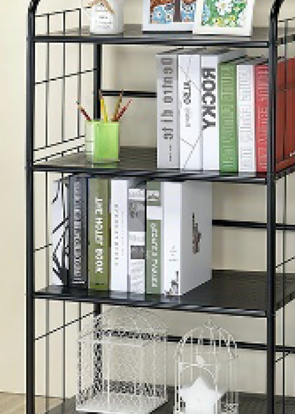 ORE International 49 Inch 4-Tier Matte Black Metal Bookcase Open Shelving for Office or Living Room R597-4