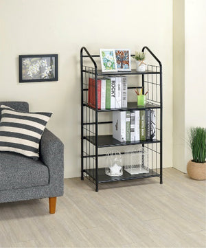 ORE International 49 Inch 4-Tier Matte Black Metal Bookcase Open Shelving for Office or Living Room R597-4